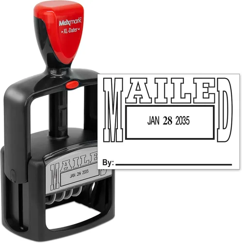 Vista 17 de MaxMark - Sello de fecha resistente estilo 5 con sello autoentintado E-MAILED - Tinta negra