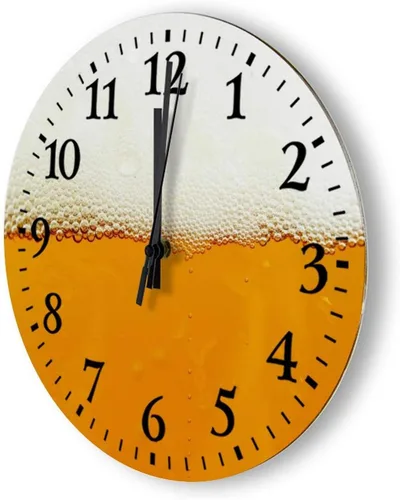 Vista 2 de Reloj digital vintage de madera para cerveza, sin tictac, funciona con pilas, para dormitorio, sala de estar, oficina, cocina, casa de campo