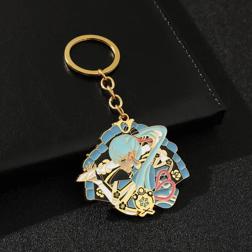 Vista 6 de rongji jewelry Genshin - Llavero de metal con diseño de personajes, lindo personaje de juego, accesorios para fanáticos del juego (Kamisato Ayaka)