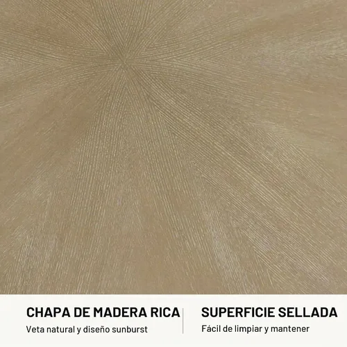 Vista 4 de Martha Stewart Sadie - Mesa de centro redonda – Parte superior de chapa Starburst, acabado de madera gris recuperada, acento moderno para sala