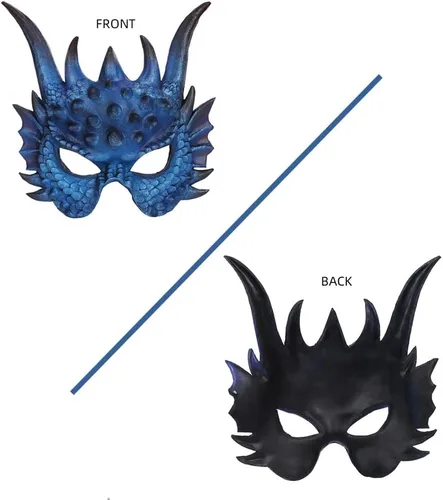 Vista 5 de Máscara de dragón 3D, disfraz de fiesta de Halloween, cosplay para adultos y hombres, máscaras de media cara de animales aterradores