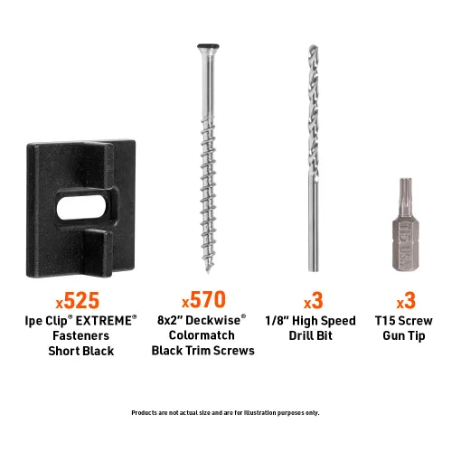 Vista 4 de DeckWise (Negro) Ipe Clip Extreme Hidden Deck Fasteners, 3/32" espaciado, incluye tornillos de acero inoxidable negro #8x2 para cubiertas AD