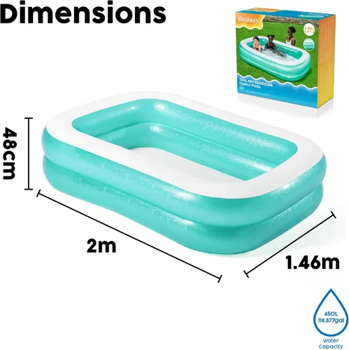 Vista 7 de Piscina inflable rectangular para la familia color azul