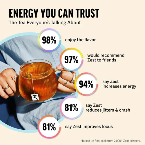 Vista 6 de Té de energía Blue Lady, té con elevado nivel de cafeína, la misma cafeína que el café (20 sobres)