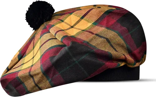 Vista 48 de Sombrero escocés Tam o Shanter Gorro escocés Tartan P.V Tartan (poliviscosa) Mezcla de lana con pompón Talla única para todos.
