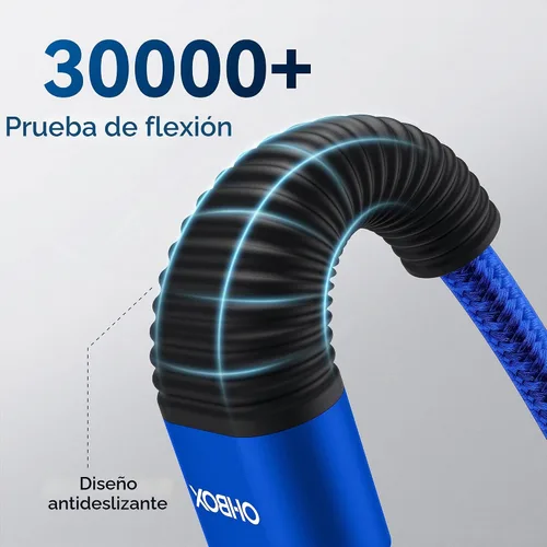 Vista 4 de Cable USB C a USB C de 100 W, paquete de 3 cables USB C a C de carga rápida Azul
