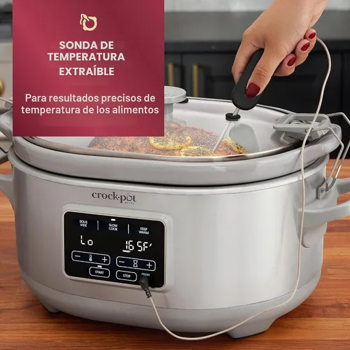 Vista 3 de Crockpot olla de cocción lenta programable de 7 cuartos de galón portátil con Sous Vide, acero inoxidable