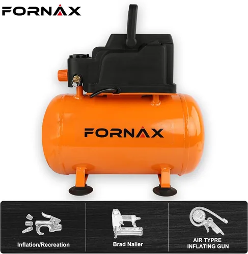Vista 5 de FORNAX Compresor de aire portátil de 3 galones, compresor de aire para perritos calientes de 110 PSI, sin aceite