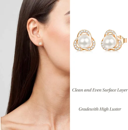 Vista 6 de AENEAS Pearl Stud Earrings for Women Sterling Silver Cultured Pearl Studs Earrings Jewelry Gifts for Women Mom Wife