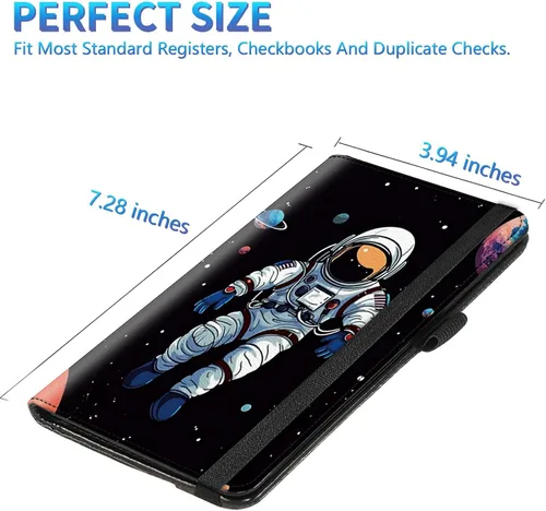 Vista 141 de Funda para chequera para hombres y mujeres, cartera de cuero RFID con ranuras para tarjetas de crédito, soporte de cheques duplicados personales