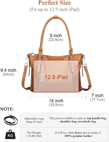 Vista 5 de Over Earth Bolsos de hombro para mujer, bolso cruzado de cuero suave