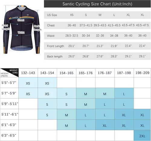 Vista 16 de Santic - Camiseta de ciclismo para hombre, manga larga, reflejante, cremallera completa, con bolsillos