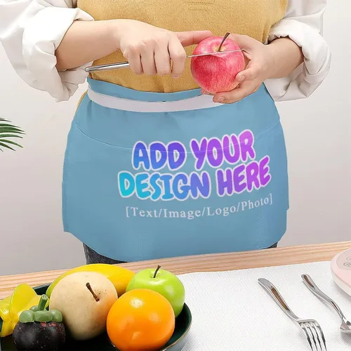 Vista 153 de AXKEUDO Delantal personalizado con bolsillos, delantales de cintura para camarera para cocinar en casa, restaurante, servir trabajo