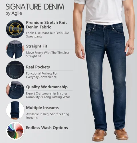 Vista 2 de ETHANOL Jeans de punto elástico recto súper cómodo para hombre de cinco bolsillos