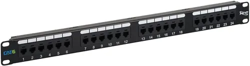 Vista 19 de ICC Panel de conexiones CAT5e, listado UL y aplicaciones Gigabit con clasificación PoE++, panel de conexión de red de 24 puertos 1U de 19 pulgadas