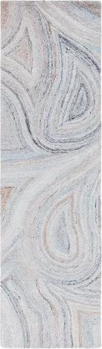 Vista 2 de SAFAVIEH Abstract Collection - Alfombra de pasillo, 2 pies 3 pulgadas x 8 pies, beige y azul, lana hecha a mano, ideal para zonas de alto tráfico