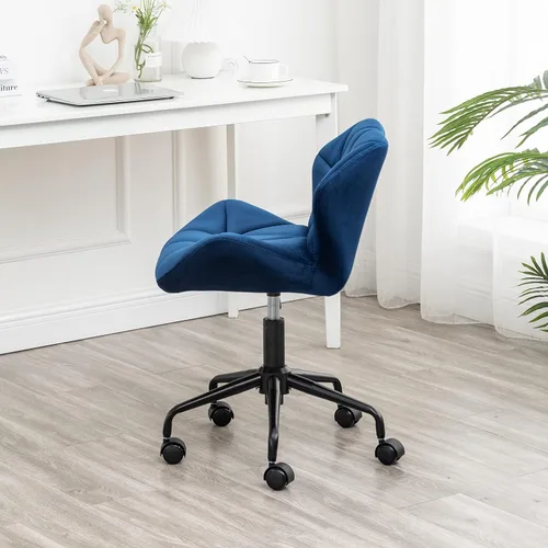 Vista 5 de Roundhill Furniture Eldon Diamond - Silla de oficina giratoria ajustable con diseño capitoné, color gris y azul