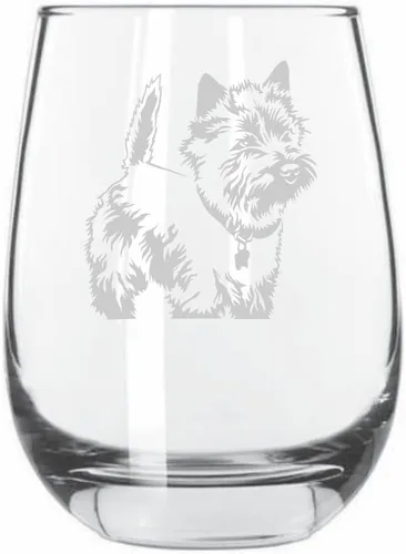 Vista 224 de Shar Pei (chino) - Vaso de vino sin tallo grabado para perro, 15.25 onzas