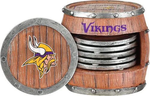 Vista 22 de FOCO NFL Team Logo 5-Pack Barrel Beverage Drink Coaster Set