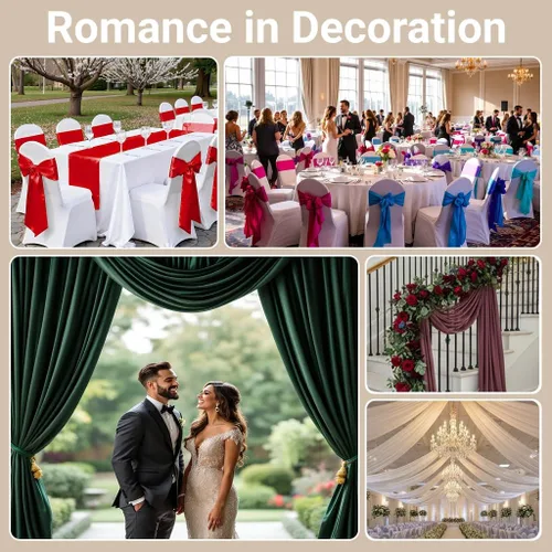 Vista 6 de MDS - Paquete de 2 yardas de tela de satén Charmeuse para arco de boda, fiesta, evento, banquete, decoración, vestido de cortina para el hogar