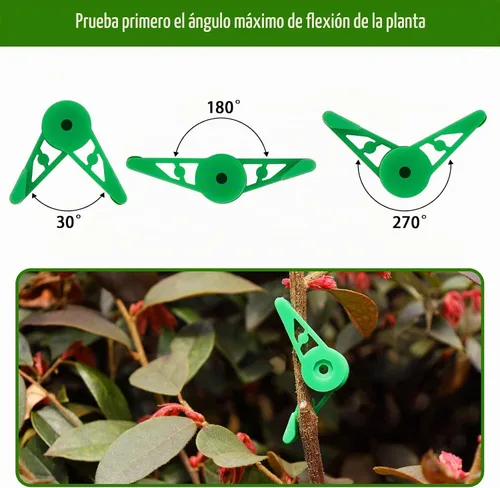 Vista 3 de YBB 60 clips ajustables de 360 grados, clips de entrenamiento de tallo para entrenamiento de bajo estrés (verde + blanco)
