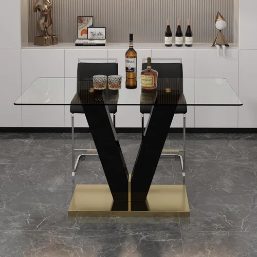 Vista 7 de Ebullient Juego de mesa de comedor de bar de 63 pulgadas para 2, juego de mesa de comedor de bar moderno con 2 taburetes de cuero sintético, mesa