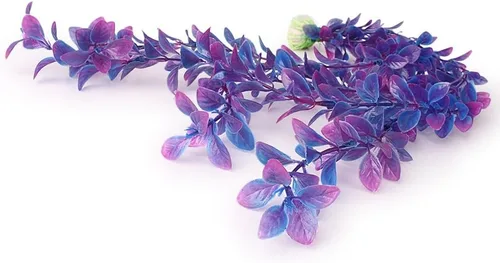 Vista 3 de Decoración de plantas artificiales de acuario de plástico para decoración de peceras, 16 pulgadas, morado