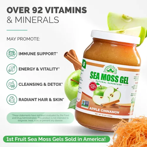 Vista 3 de Gel orgánico de musgo de mar (8 sabores) – 16 onzas – fruta real – musgo de mar silvestre