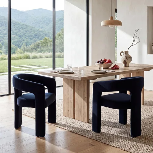 Vista 33 de Silla moderna de comedor en barril, silla de cocina acentuada tapizada en cuero sintético con brazos, silla lateral cómoda para sala de blanco