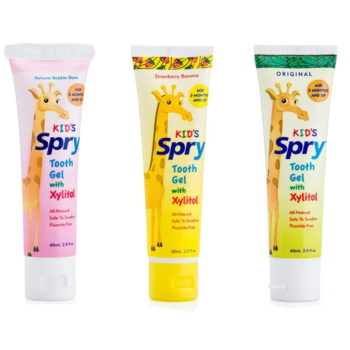 Vista 6 de Spry Pasta dental natural de xilitol para bebé, niño pequeño y niños de 3 meses en adelante - Gel dental sin flúor, sabroso, apoya el desarrollo