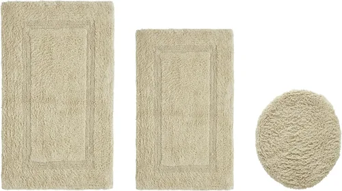 Vista 489 de Better Trends - Juego de 2 alfombras de baño 100% algodón, extra suaves, con borlas, de 17" x 24", alfombra de baño superabsorbente y reversible