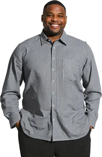 Vista 9 de Camisas grandes y altas para hombres, camisas de vestir casuales de manga larga con botones y bolsillo para negocios, viajes, uso diario