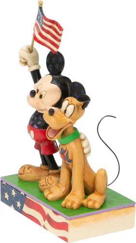 Vista 3 de Enesco Disney Traditions by Jim Shore - Figura patriótica de Mickey Mouse y Plutón, 7 pulgadas, multicolor