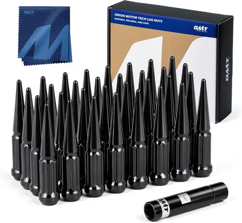 Vista 20 de OMT 1/2 "-20 tuercas de llanta con asiento de cono, juego de 20 tuercas de llanta con 1 llave de enchufe Tuercas de rueda compatibles con Dodge