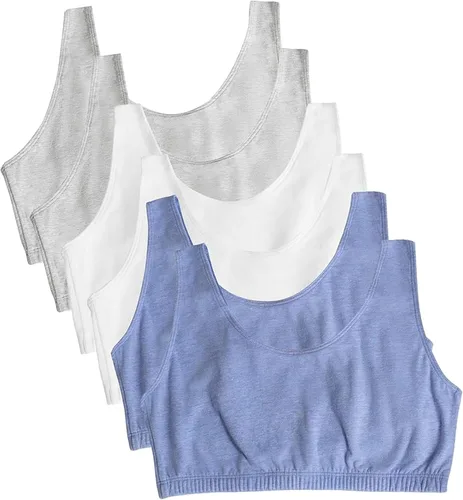 Vista 19 de Fruit of the Loom Sujetador deportivo de algodón sin aros para mujer Negro/Blanco/Gris Jaspeado