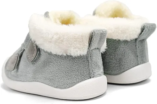 Vista 3 de OAISNIT Botas de nieve para bebés y niñas con suela de goma antideslizante, zapatos de invierno con pantuflas casuales de piel de felpa cálida