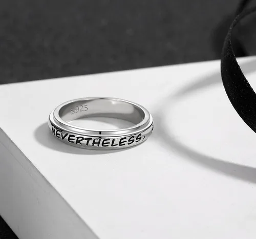 Vista 5 de Anillo giratorio de plata de ley 925, banda para la ansiedad, alivio de la presión, oxidación, joyería casual, regalos para mujeres, niñas, hombres