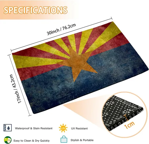 Vista 3 de Tapete para puerta delantera con bandera de Arizona, 30 x 17 pulgadas, decoración para interiores y exteriores, tapete de bienvenida antideslizante