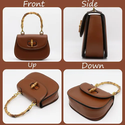 Vista 4 de Bolso de mano para mujer, bolso cruzado con asa superior en forma de bambú