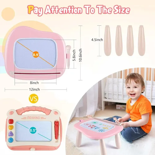 Vista 2 de Smasiagon - Pizarra de dibujo magnética para niños, juguetes para niñas de 1 a 2 años, pizarra de garabatos portátil para aprender y juguetes