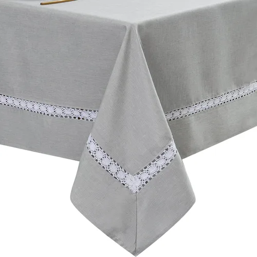 Vista 35 de EHouseHome Mantel de tela resistente con encaje blanco, impermeable, sin arrugas, resistente a las manchas, a prueba de aceite, para comedor