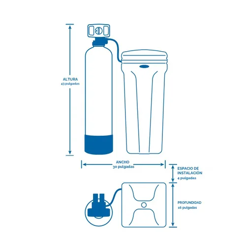 Vista 3 de Aquasana SimplySoft® Ablandador de agua de 40.000 granos - Reducción de agua dura para toda la casa - Sistema de tanque base y gabinete WH-SF40-BASE