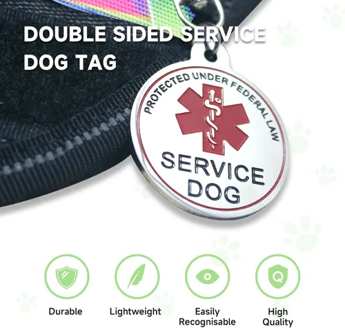 Vista 7 de Chaleco para perro de servicio+6 parches, arnés ligero en entrenamiento para perro, chaleco reflectante con asa acolchada suave para perros