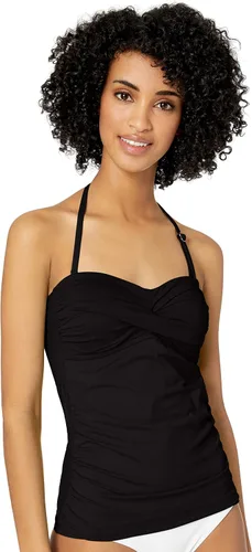 Vista 5 de Anne Cole Top de natación tipo tankini con nudo frontal fruncido para mujer