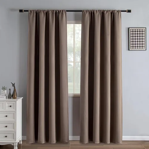 Vista 27 de IGEMAEVE - Juego de 2 paneles de cortinas opacas negras de 72 pulgadas, cortinas oscuras para dormitorio de 72 pulgadas de largo, cortinas oscuras
