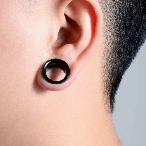 Vista 5 de PUNKYOUTH Juego de 14 tapones de túneles de acero inoxidable con tornillo de ajuste de tornillo expansor de piercing corporal juego de joyas