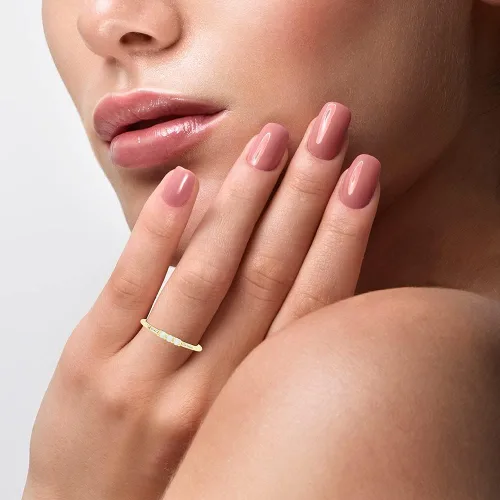 Vista 6 de AFFY - Anillo refinado con ópalo sintético y oro de 14 quilates sobre plata para mujeres, joyas apilables
