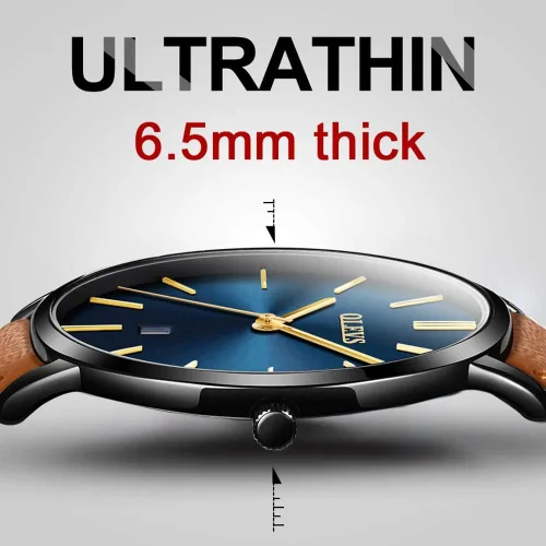 Vista 7 de OLEVS Reloj para hombre, de lujo, ligero, de cuero, impermeable, con movimiento japonés, para hombre, con fecha, calendario, minimalista, ultrafino