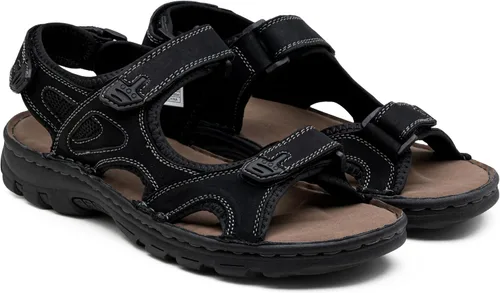 Vista 7 de Jousen Men's Leather Hiking Sandals with Arch Support Sandalia Playa Casual 662-negro
