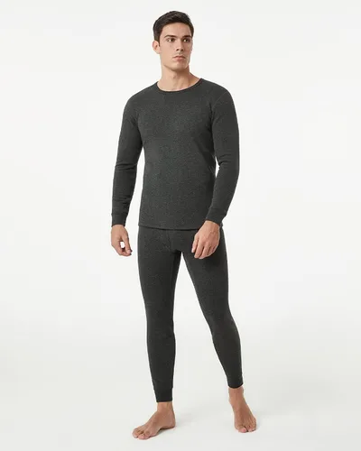 Vista 2 de LAPASA Conjunto de ropa interior térmica ultra pesada para hombre, capa base de forro polar con forro polar largo M63, Negro